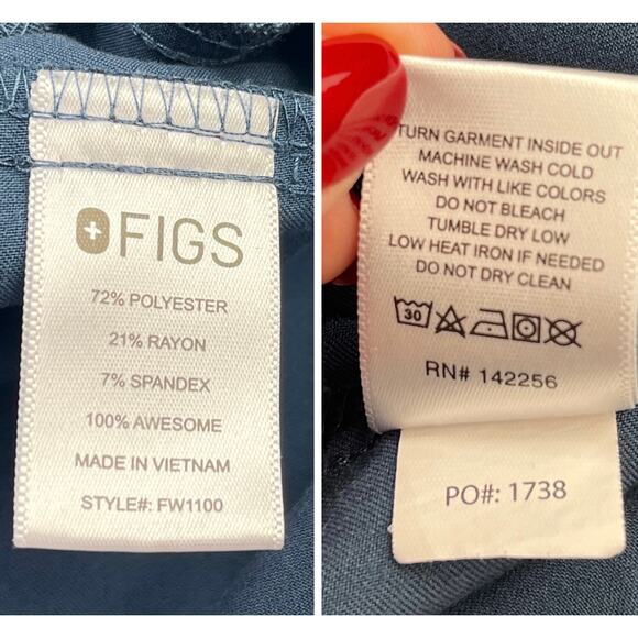 Figs Scrub Set Dark Harbor Casma Scrub Top XXS Figs Yola Skinny Scrub Pants XSP - Picture 8 of 16